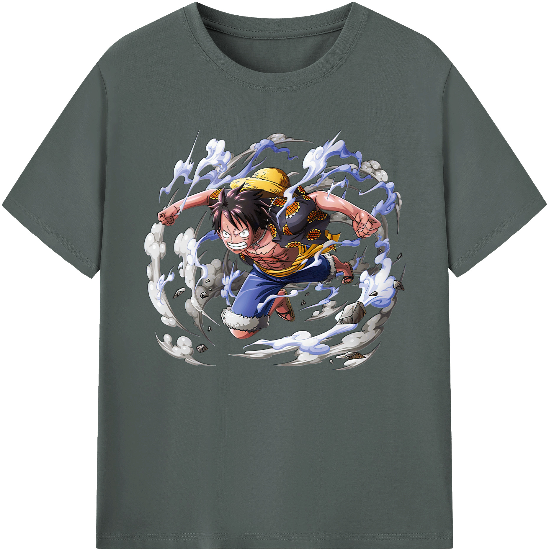 ワンピース モンキー・D・ルフィ ONE PIECE Monkey D. Luffy 綿100％ メンズ半袖Tシャツ｜肌触りやわらか＆通気性